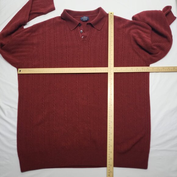 Vintage Dockers Mens Sweater Polo 3XLT Cable Knit Long Sleeve Collar Burgandy - Picture 10 of 12
